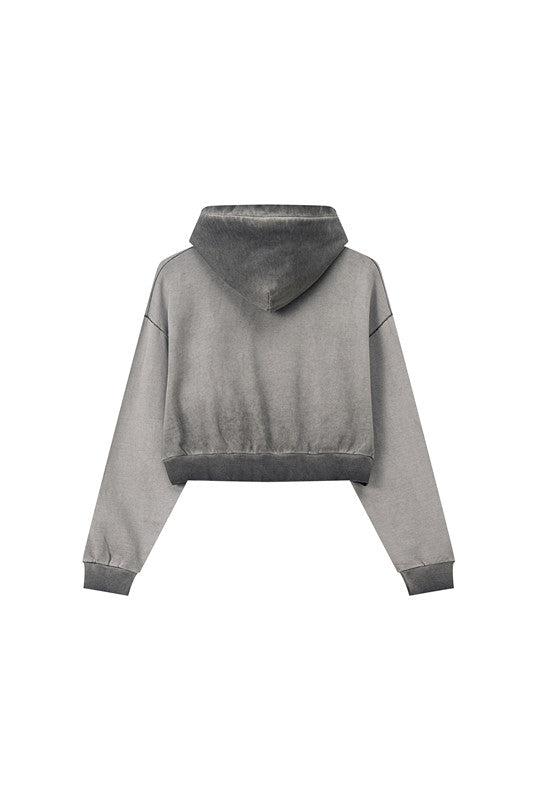 380GSM Gradient Washed Crop Hoodie