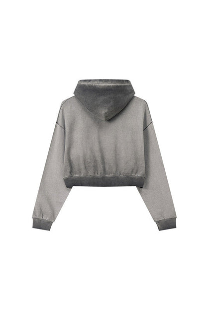 380GSM Gradient Washed Crop Hoodie