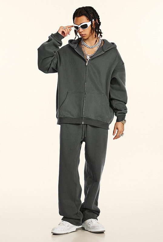 345GSM Fleece Solid Color Zipper Jacket