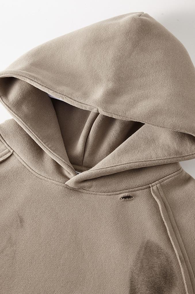 Washed Distressed Fleece Hoodie
