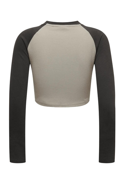 Contrast Sleeve Crop Crew
