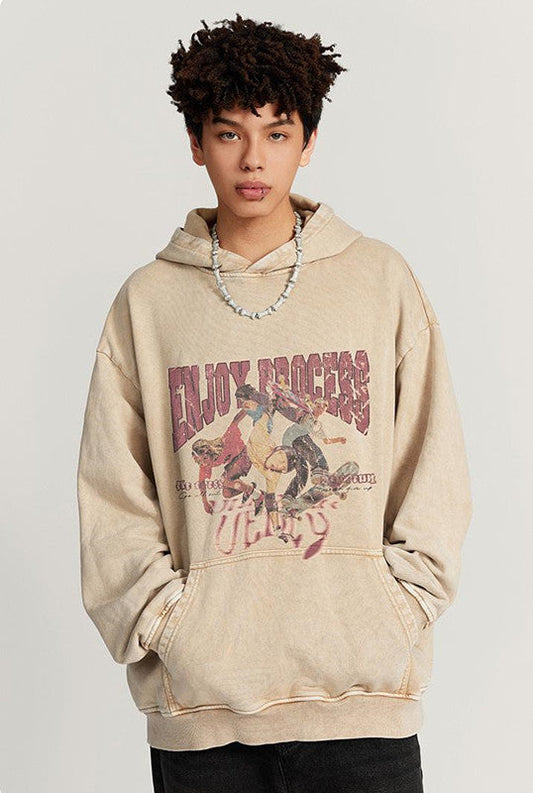 420GSM Digital Printed Wash Out Oversized Hoodie