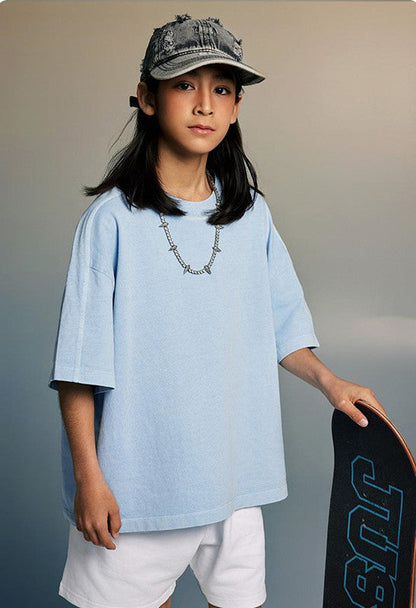 Kids 250G Side Stripe Washed Tee