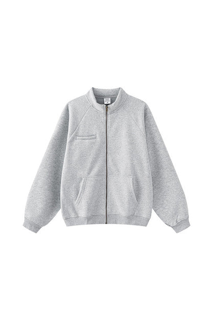 420GSM Solid Color Fleece  Zipper Jacket