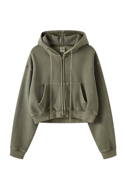 Washed Fleece Zipper Jacket