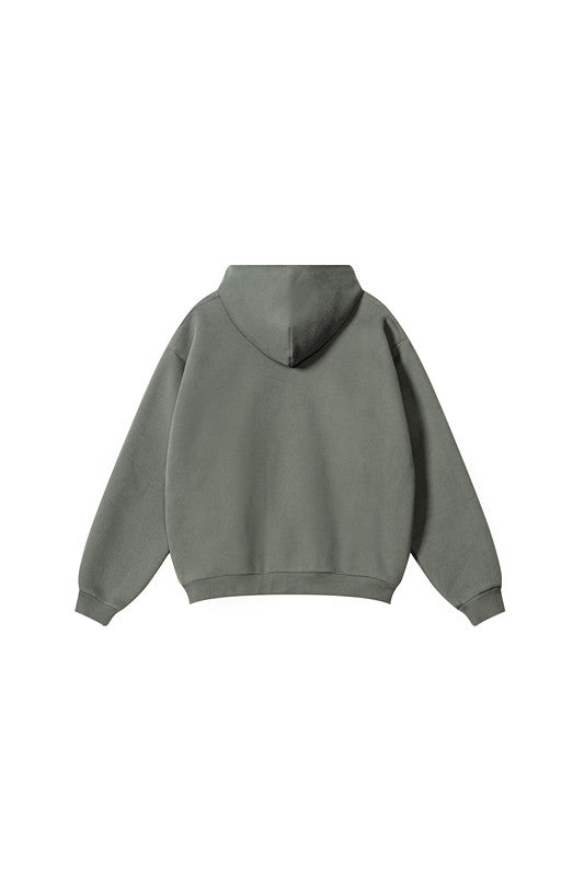 345GSM Solid Color Zipper Pockets Hoodie