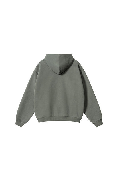 345GSM Solid Color Zipper Pockets Hoodie