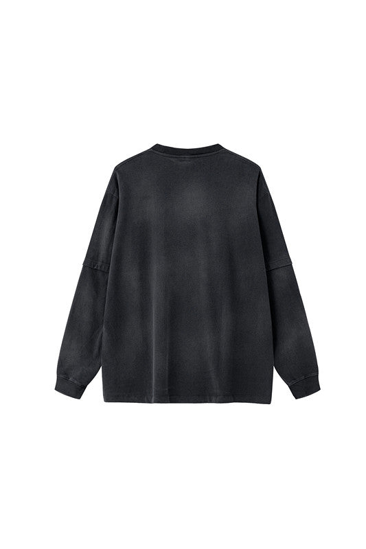 280GSM Spray Washed Splice Sleeve Crew