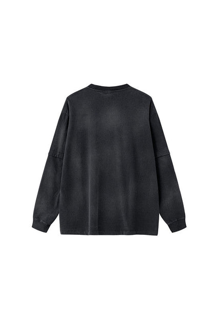 280GSM Spray Washed Splice Sleeve Crew