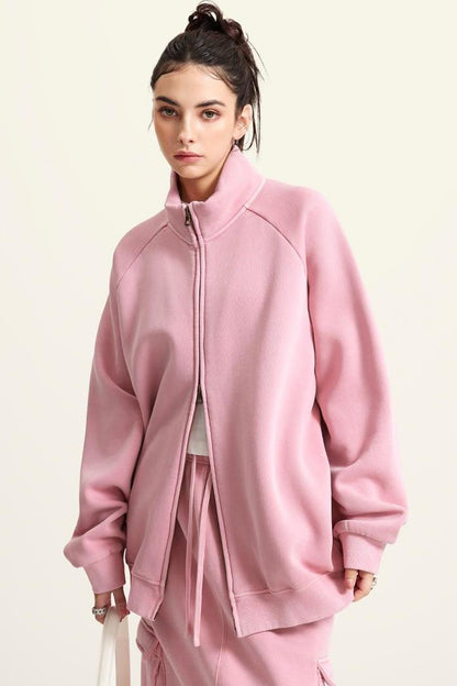 Washed Fleece Zipper Jacket