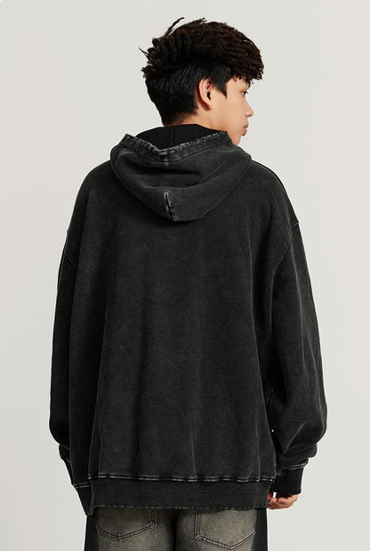 420GSM Over Pocket Printed Washed Hoodie