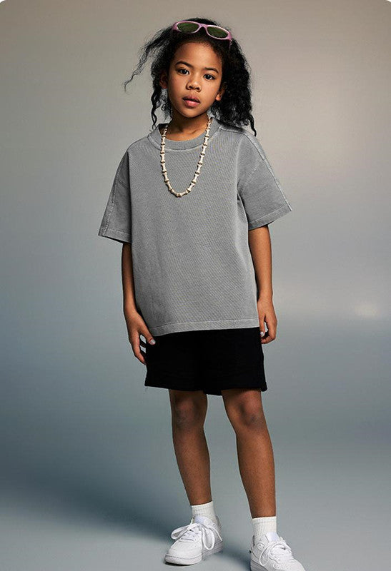 Kids 250G Side Stripe Washed Tee