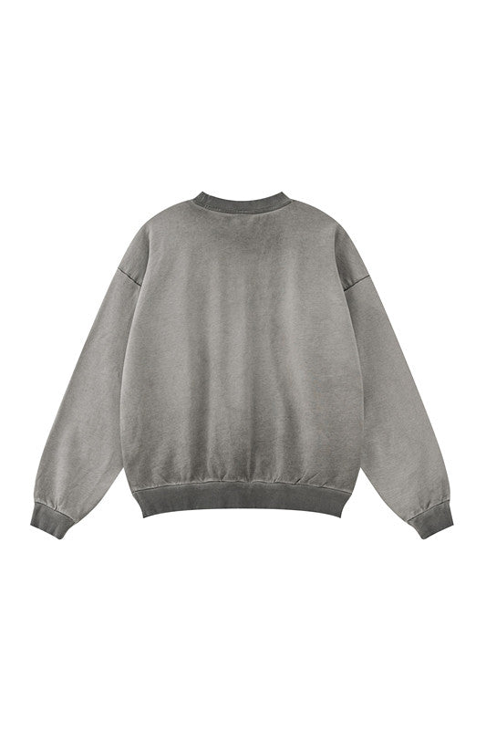 100% Cotton 380GSM Gradient Washed Long Sleeve Crew