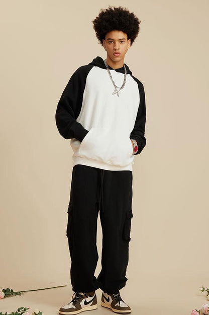Contrast Sleeve Fleece Hoodie