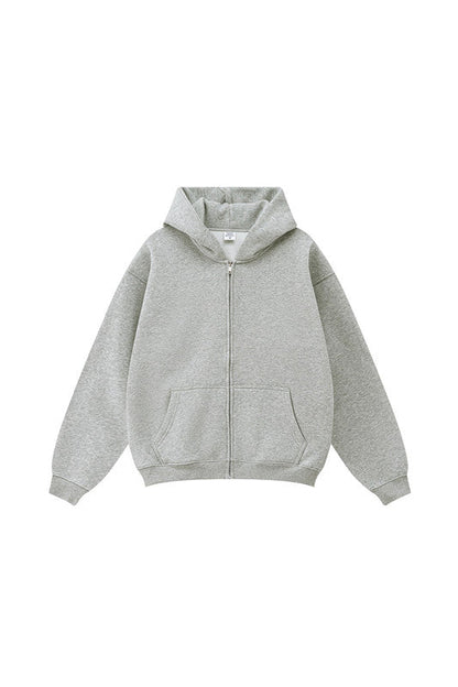 345GSM Fleece Solid Color Zipper Jacket