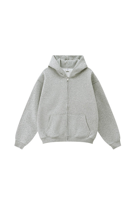 345GSM Fleece Solid Color Zipper Jacket