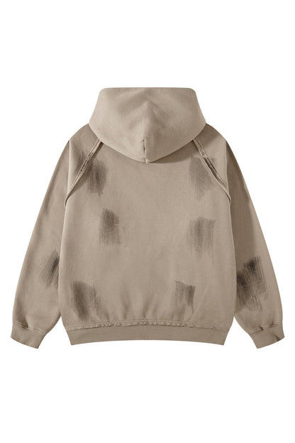 Washed Distressed Fleece Hoodie