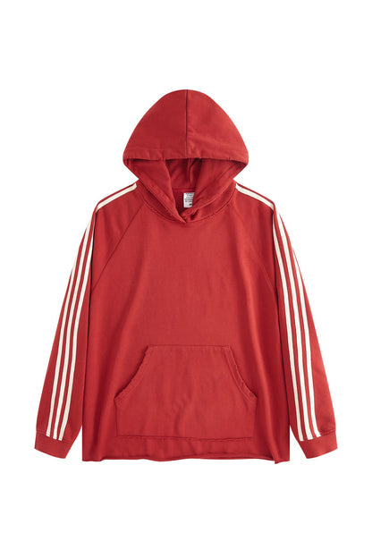 Side Stripe Distressed Hoodie