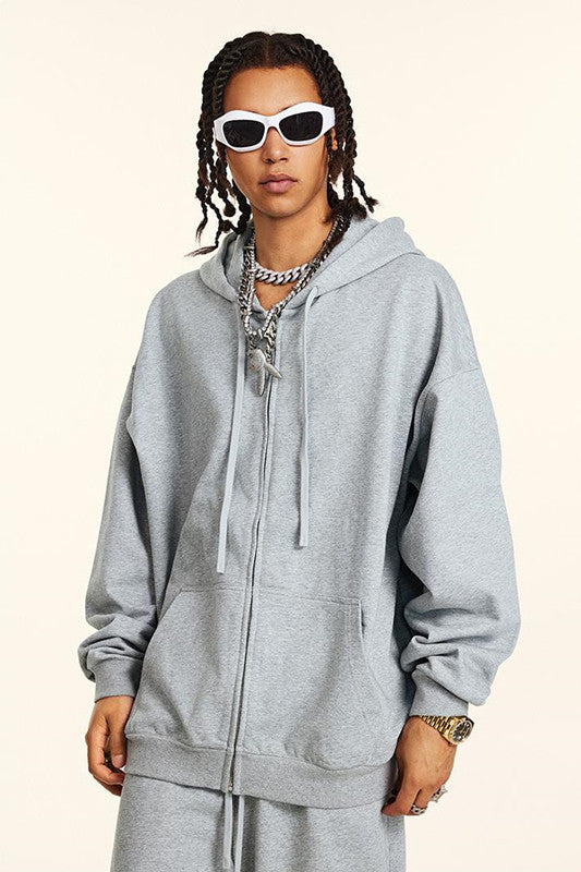 440GSM High Weight Solid Color Zipper Hoodie