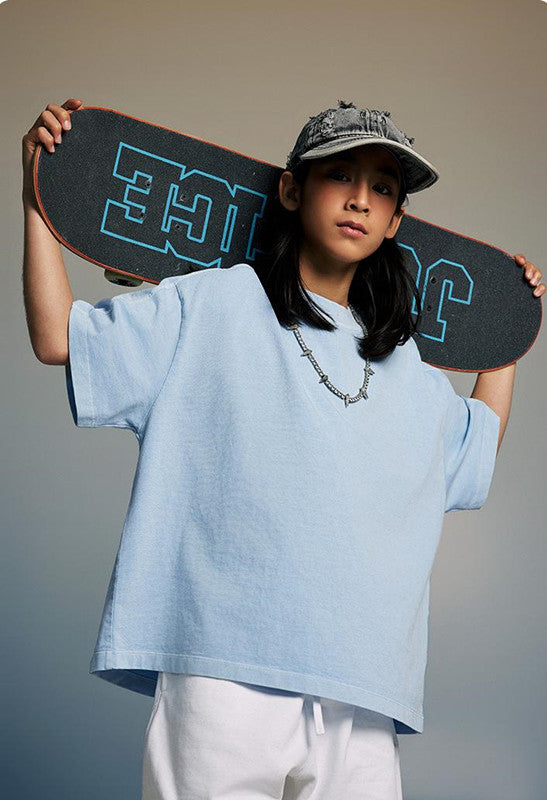 Kids 250G Side Stripe Washed Tee