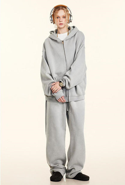 332GSM Spray Washed Fleece Zipper Hoodie