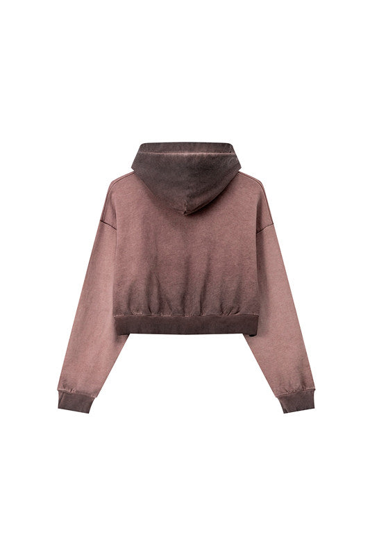 380GSM Gradient Washed Crop Hoodie