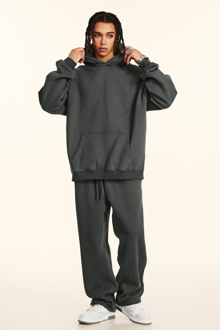 345GSM Fleece Solid Oversized Hoodie