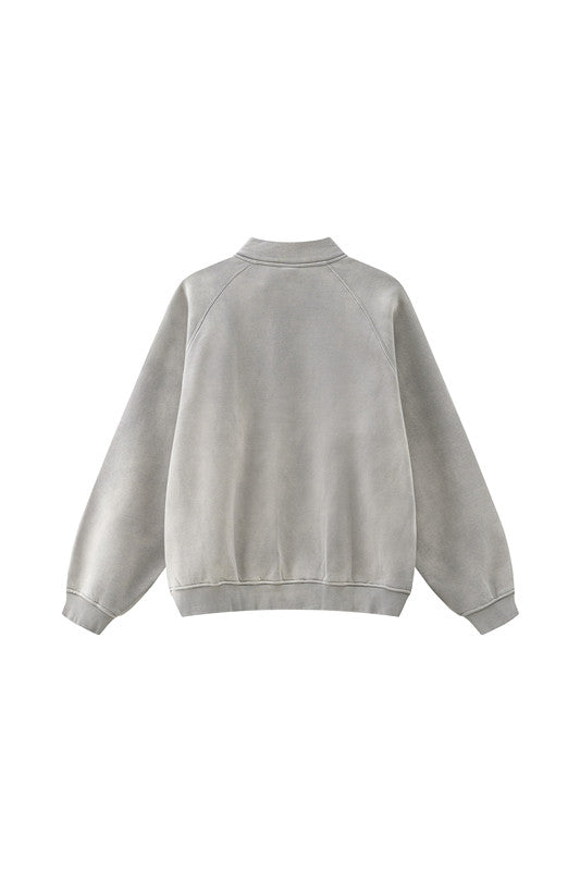 332GSM Spray Washed Raglan Sleeve 1/4 Zip Sweatshirt