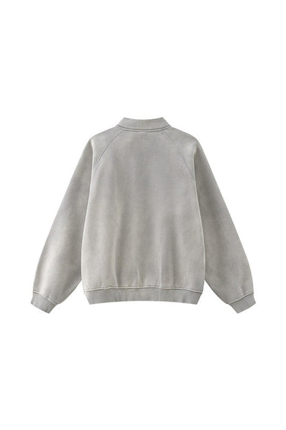332GSM Spray Washed Raglan Sleeve 1/4 Zip Sweatshirt