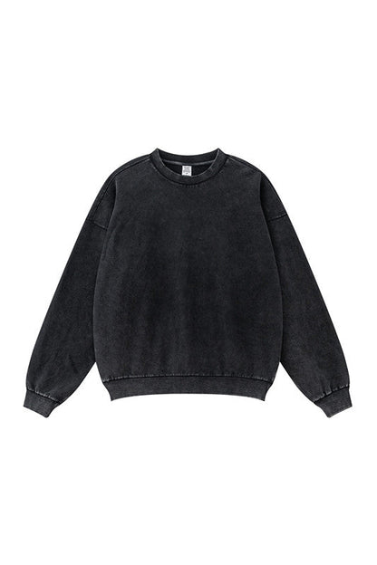 100% Cotton 380GSM Gradient Washed Long Sleeve Crew
