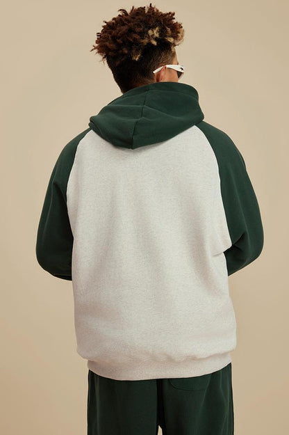Contrast Sleeve Fleece Hoodie