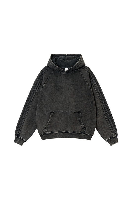 410GSM Stripe Side Pigment Dyed Hoodie