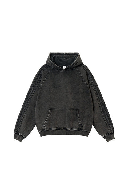 410GSM Stripe Side Pigment Dyed Hoodie