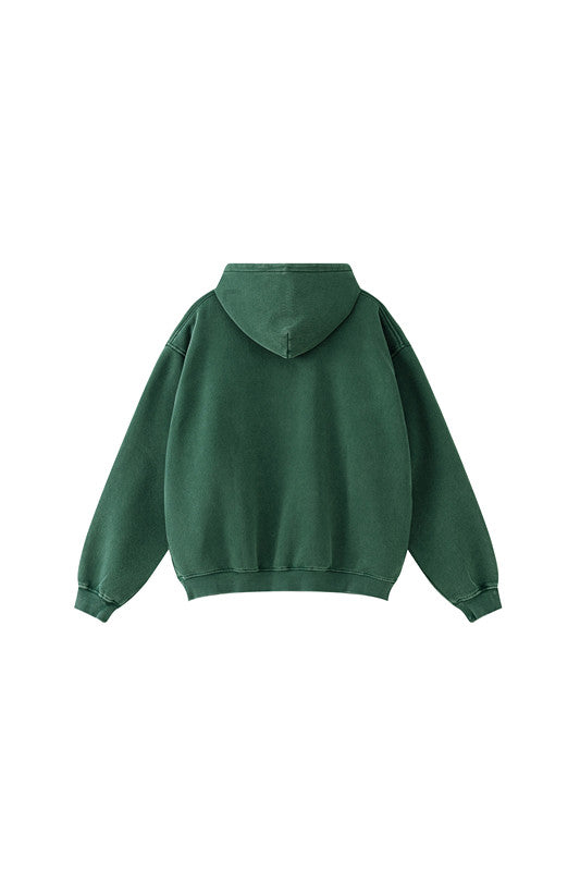 332GSM Pigment Dyed Washed Fleece Hoodie