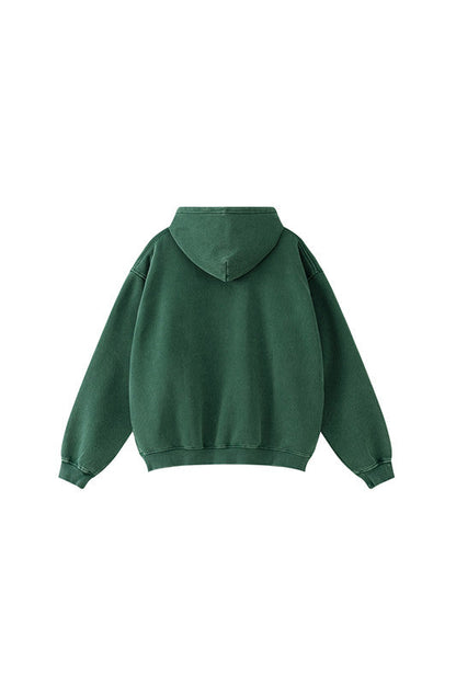 332GSM Pigment Dyed Washed Fleece Hoodie