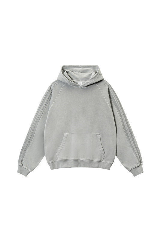 410GSM Stripe Side Pigment Dyed Hoodie