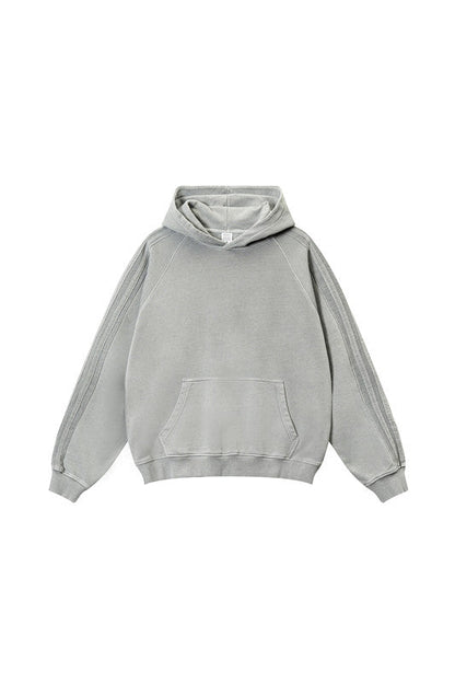 410GSM Stripe Side Pigment Dyed Hoodie