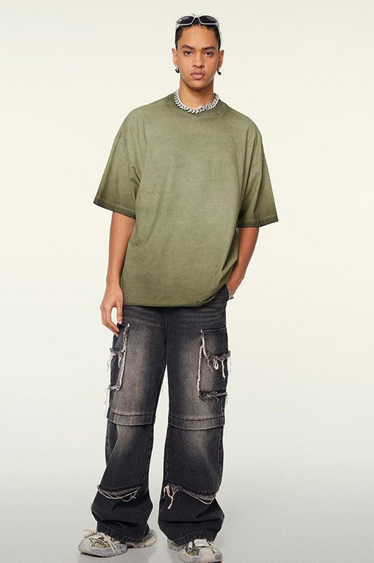 250GSM Distressed Gradient Washed Tee