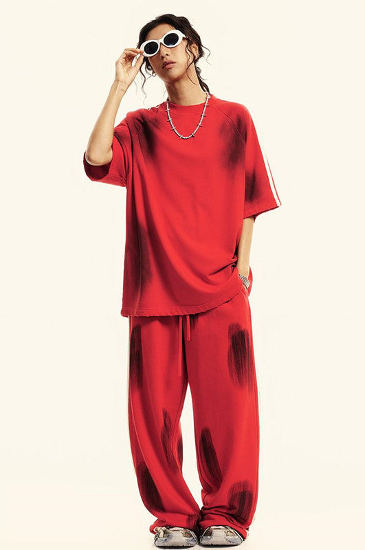 380GSM Brush Dyed Stripe Side Sweatpants