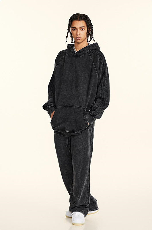 410GSM Stripe Side Pigment Dyed Hoodie