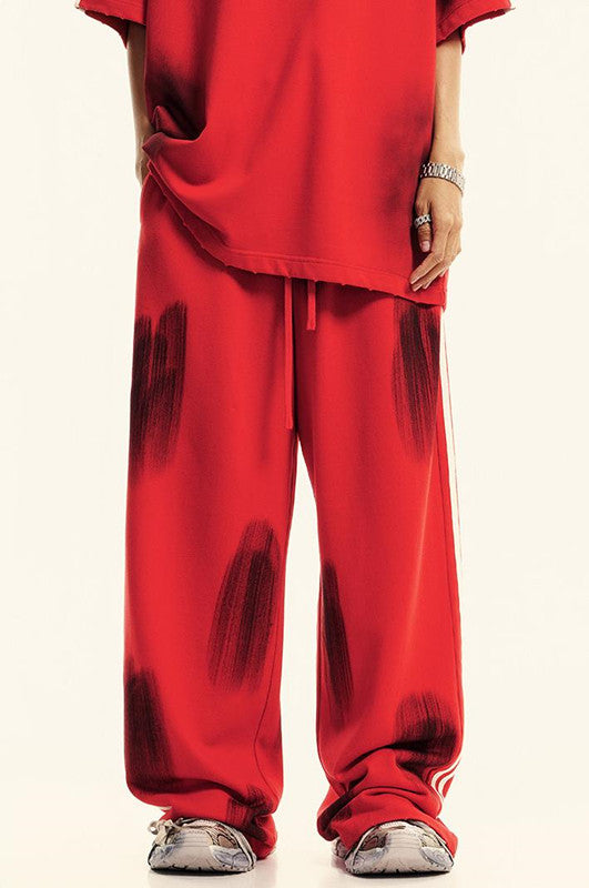380GSM Brush Dyed Stripe Side Sweatpants