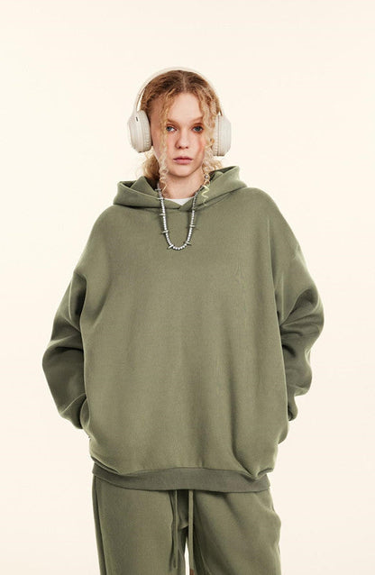 345GSM Solid Color Zipper Pockets Hoodie