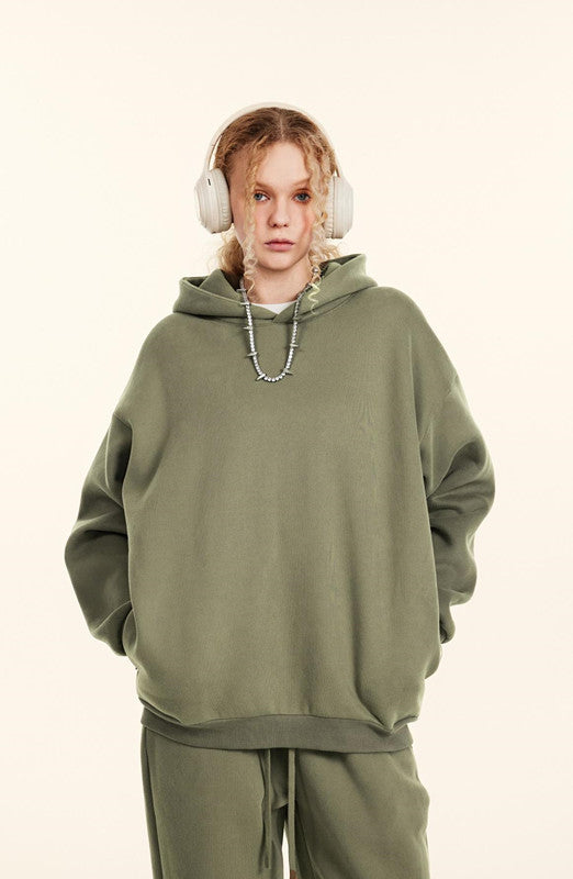 345GSM Solid Color Zipper Pockets Hoodie