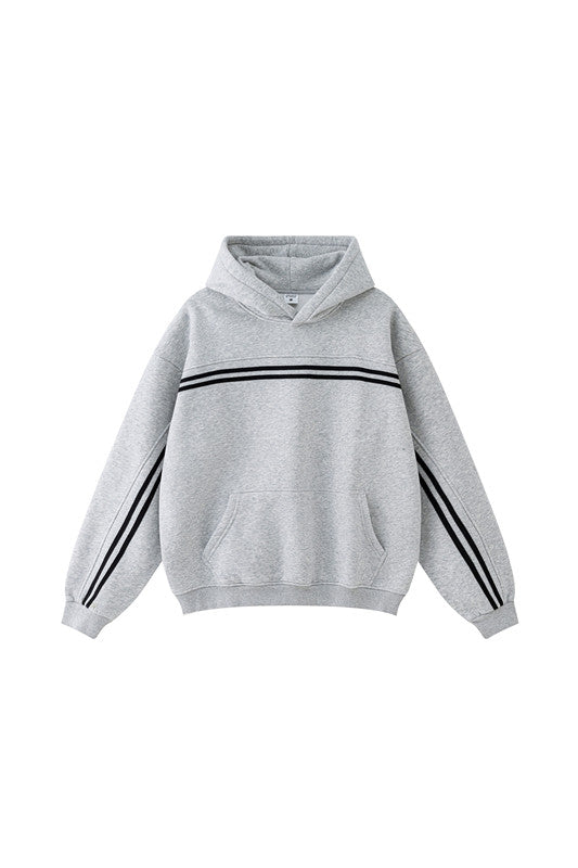 332GSM Stripe Designed Fleece Hoodie