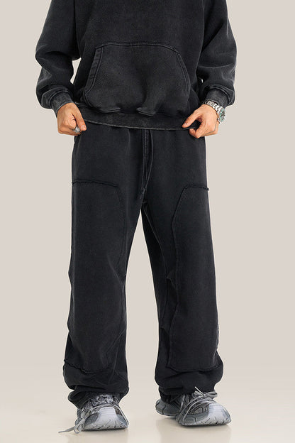 332GSM Patchwork Wash Out Fleece Sweatpants