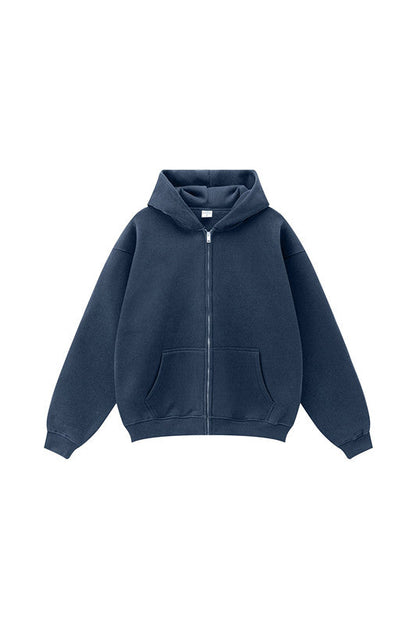 345GSM Fleece Solid Color Zipper Jacket