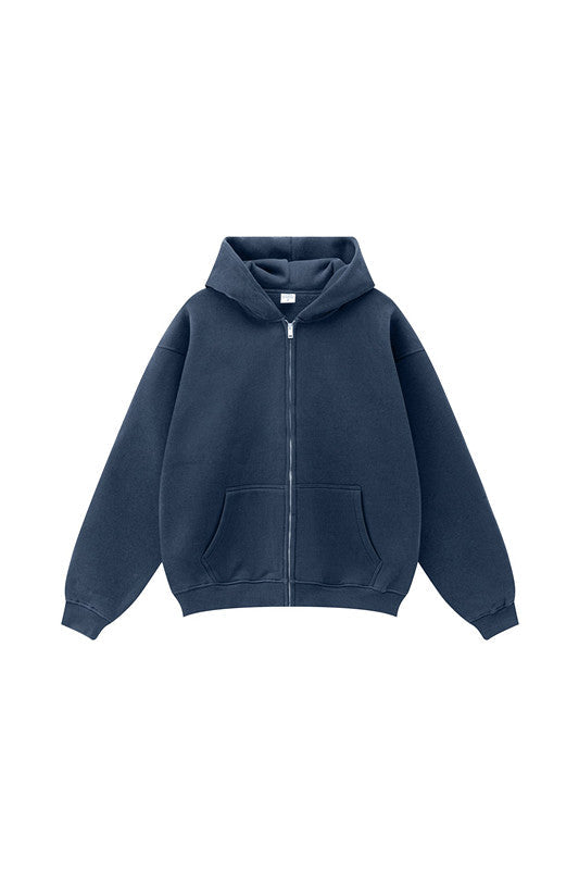 345GSM Fleece Solid Color Zipper Jacket