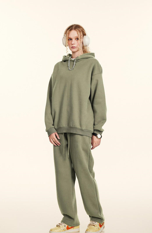 345GSM Solid Color Zipper Pockets Hoodie