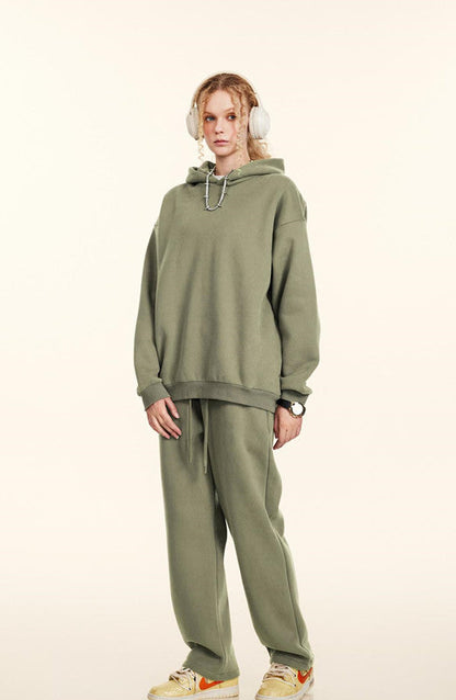 345GSM Solid Color Zipper Pockets Hoodie