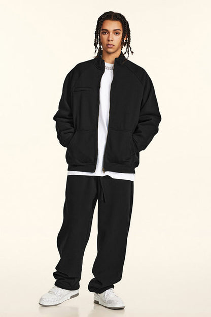 420GSM Solid Color Fleece  Zipper Jacket